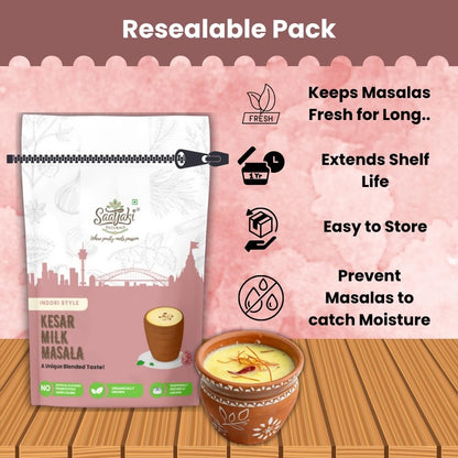 SAATYAKI NATURALS Organic Kesar Milk Masala | Dry Fruits and Kesar | Healthy & Nutritious Drink Mix | 50gm
