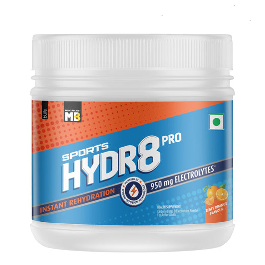 MuscleBlaze Sports Hydr8 PRO (Zesty Orange, 300g, 30 Servings)|950mg Electrolyte
