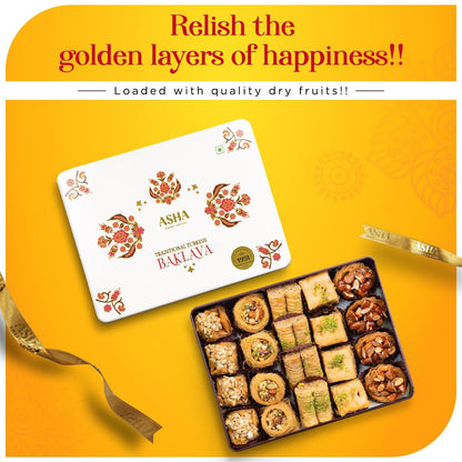 ASHA SWEET CENTER Baklava Assorted Sweets (Pack Of 1 X 430 Grams)| Premium Sweet Perfect for Gifting to Friends & Family| Turkish Delight Made With Fresh Ingredients