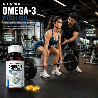 Knoll Nutrinol Fish Oil Omega 3 Capsules 1000mg | EPA & DHA Softgels for Heart, Brain, Bones & Joint Support | Daily Omega 3 Supplement for Men & Women | 60 Capsules (Pack of 3)