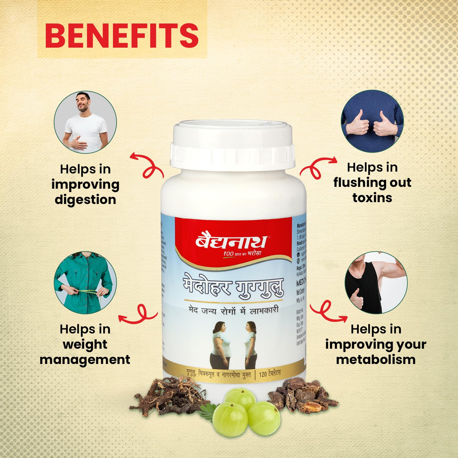 Baidyanath Medohar Guggulu Tablets, Enriched with Guggulu, Chitrakmool- image 6