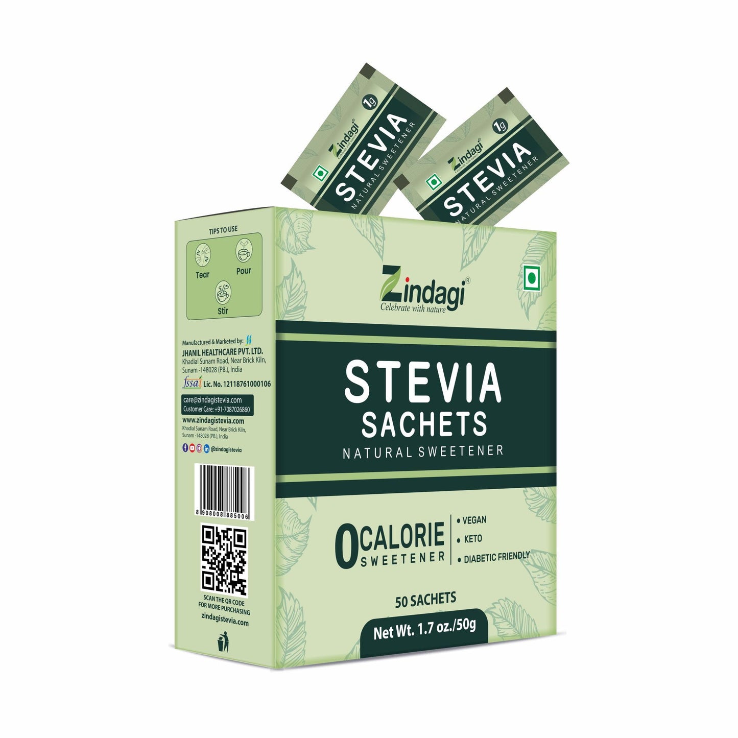 Zindagi Stevia Liquid Drops & Stevia Powder Sachets – Family Combo Pack