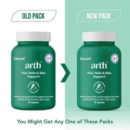 Arth Biotin Capsules For Hair Growth, Skin & Nails - 60 Veg Capsules for Men & Women | Vitamin A, B, D3, Folic Acid, Keratin Builder & Hyaluronic Acid | Supplement For Healthy Hair, Nails & Skin