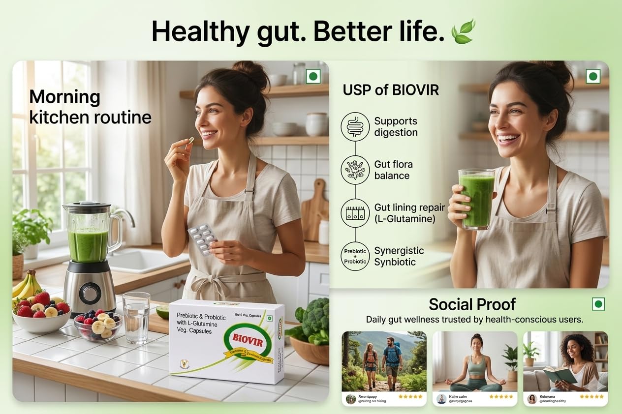 Virgo Healthcare's Biovir | Saccharomyces Boulardii Prebiotic and Probiotic | IBS | Diarrhea | Lactose Intolerance | 30 Capsules