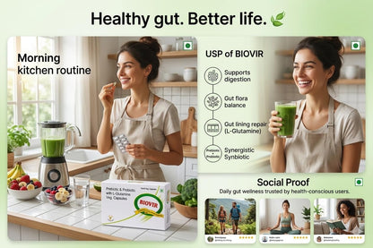 Virgo Healthcare's Biovir | Saccharomyces Boulardii Prebiotic and Probiotic | IBS | Diarrhea | Lactose Intolerance | 30 Capsules