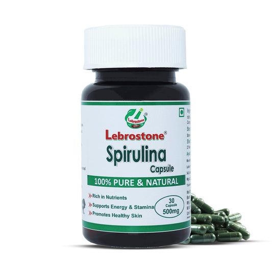 Lebrostone Spirulina Capsules – 30 Veg Capsules | Natural Superfood & Antioxidant | Detox, Boosts Energy, Immunity, Heart & Liver Healt.
