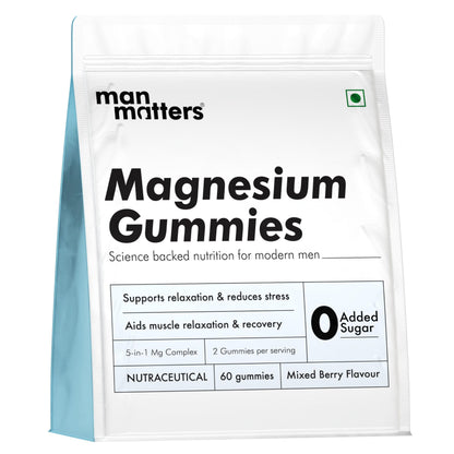 Man Matters Advanced Zinc Magnesium Supplement Gummies with 400mg Magnesium Glycinate, Citrate & Other salts | 30 Days Pack | Supports Sleep, Stress & Muscle Recovery | No Added Sugar | Non Habit Forming