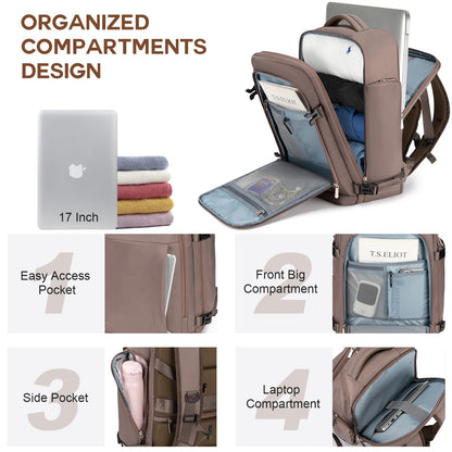 Large Travel Backpack for Women Men, Personal Item Airline Approved,17 Inch Backpack for Travel, Brown, Large, Travel Backpacks