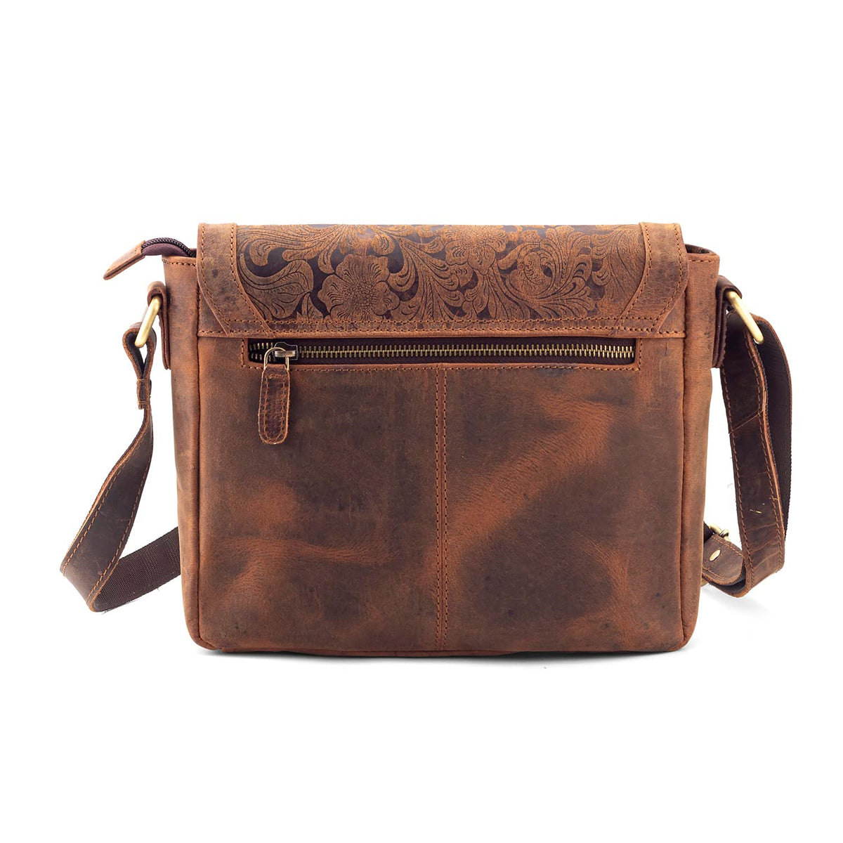 Goatter Hunter Leather Floral Sling Bag for Girls and Women,Brown