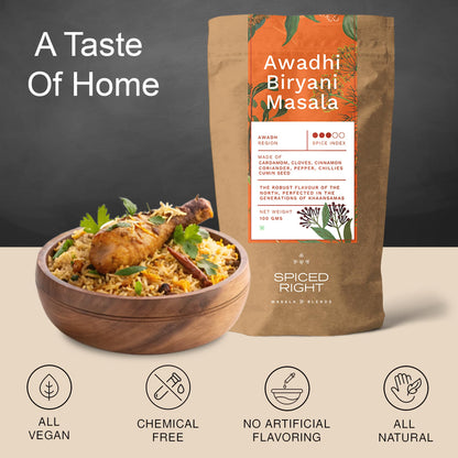 Spiced Right Awadhi Biryani Masala Powder (100g) | Authentic Flavors for Perfectly Spiced Biryani | Premium Handcrafted Spice Mix | Exquisite Indian Cuisine | Spicy and Flavorful Masala Mix