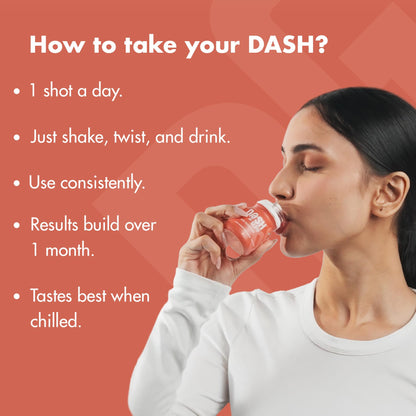 DASH OF GLOW Skin Glow Shots | Supports Pigmentation Control, Acne-Prone Skin & Hydration | Glutathione, Hyaluronic Acid & Vitamin C | Pack Of 6 (6X60 ML) Wellness Shots