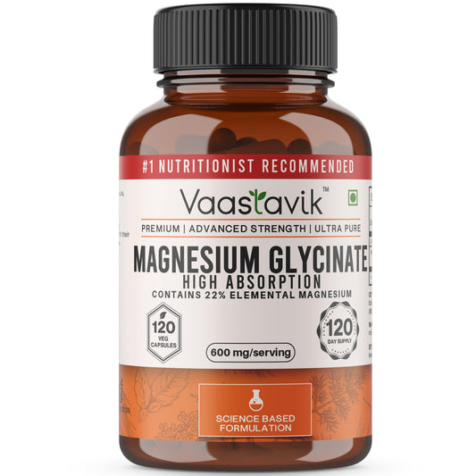Vaastavik Magnesium Glycinate Supplement 120 Veg Capsules