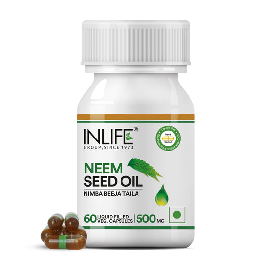 INLIFE Neem Seed Oil Supplement, 500mg (60 Vegetarian Capsules)