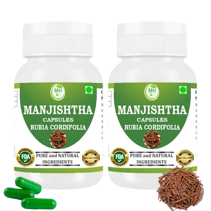 Morsan Healthcare MANJISTHA Capsules – 60 Veg Capsules | Rubia Cordifolia Extract | Natural Ayurvedic Supplement | Plant-Based Herbal Formula | Pack of 2