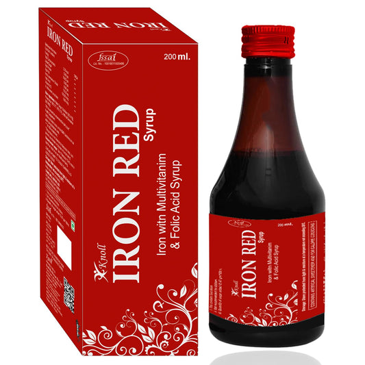 Knoll Healthcare Iron Red Syrup Iron With Multivitamin & Folic Acid Syrup Increase Red Blood Cells 200 Ml (Pack Of 1) - Liquid