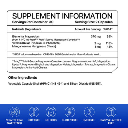 Decode Age Mag7 | Magnesium Glycinate with Citrate & Malate | Chelated for High Absorption | Magnesium Complex Supplement - Supports Sleep, Mood, Muscle Recovery & Bone Health