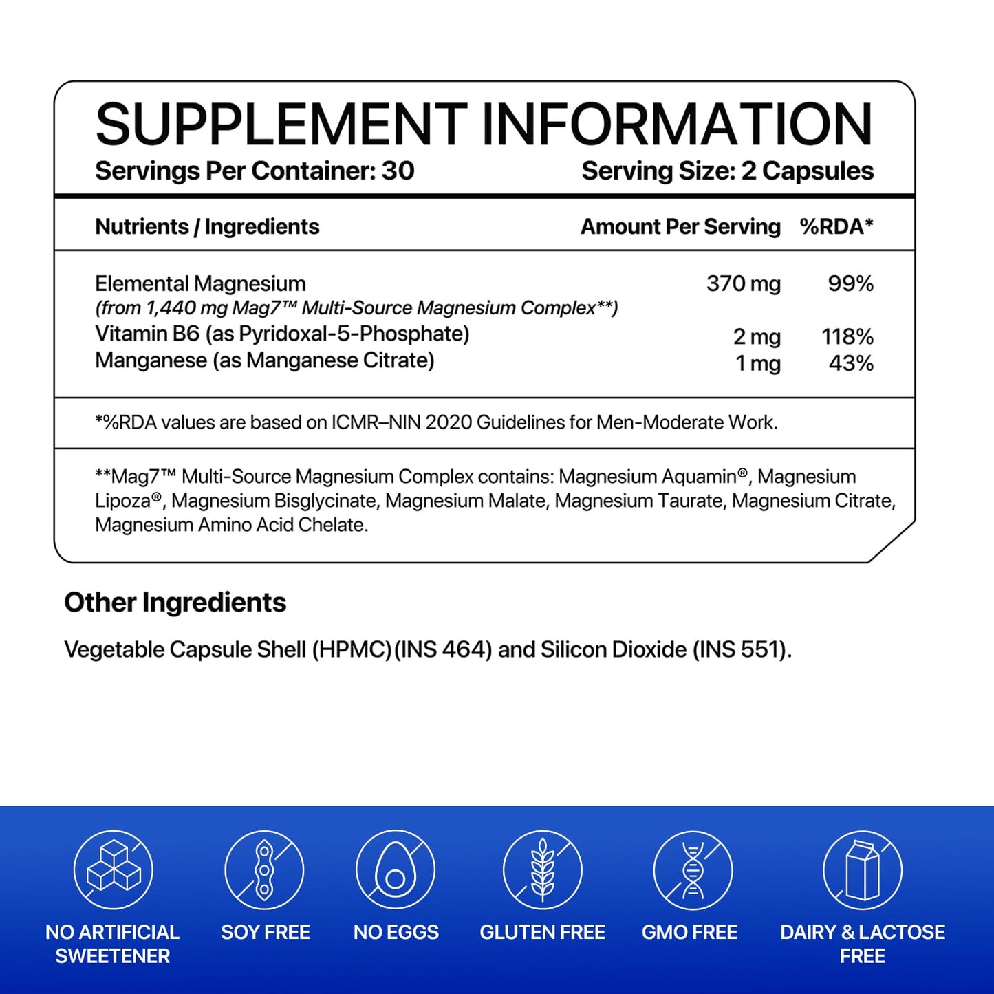 Decode Age Mag7| Magnesium Supplement - Bottle of 60 Veg Capsules