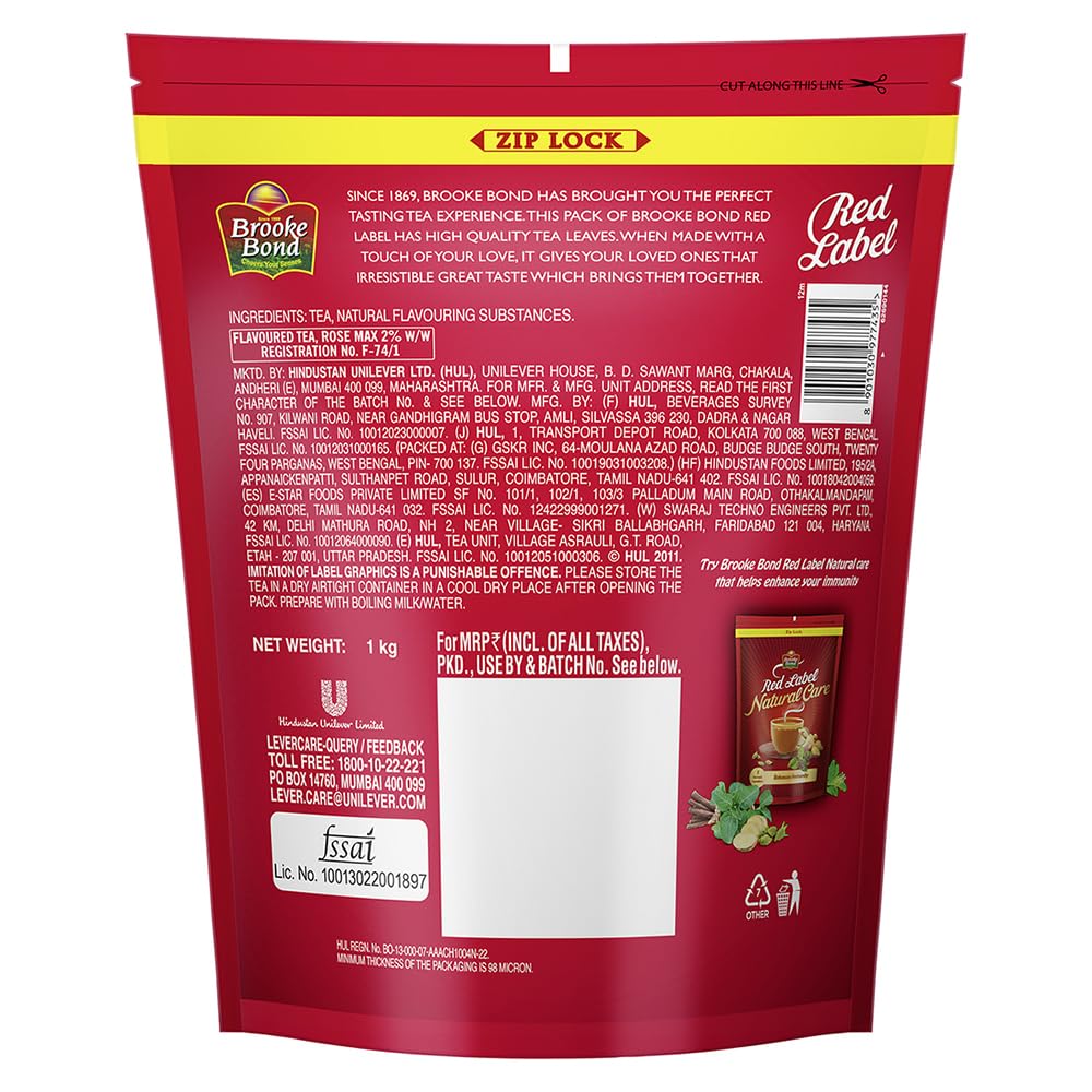 Red Label Tea 1 kg Pack, Strong Chai from the Best Chosen Leaves, Rich in Healthy Flavonoids - Premium Powdered Black Tea