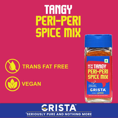 CRISTA Tangy Peri-Peri Spice Mix | Exotic Spices | Multi-purpose Seasoning | Trans Fat Free | Vegan | Zero added Colours, Fillers, Additives & Preservatives | 45 gms