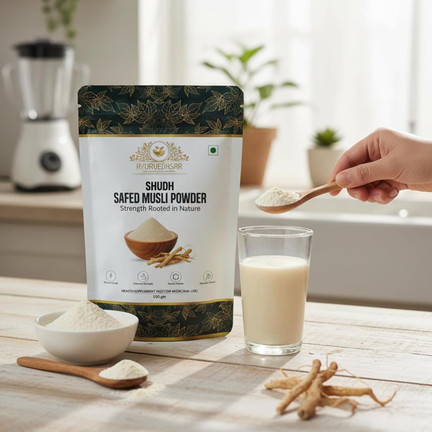 AYURVEDASAR Safed Musli Root Powder 100g | Pure & Natural Herbal Supplement for Strength, Stamina & Vitality (Pack of 2)
