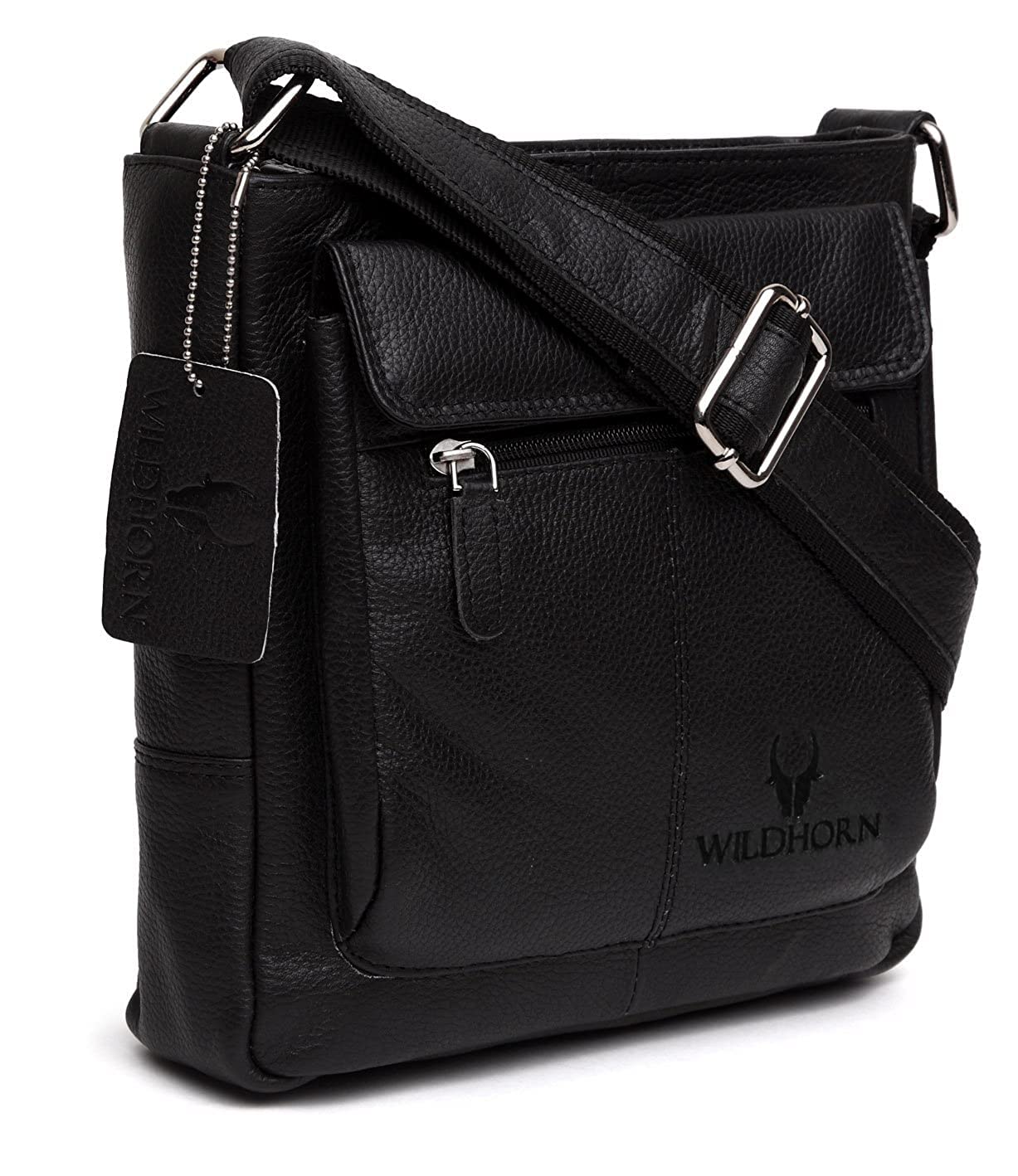 WildHorn Genuine Leather Sling Bag for Men | Durable, Portable & Stylish | Zipper Closure | Front Zip Pocket | 1-Year Warranty