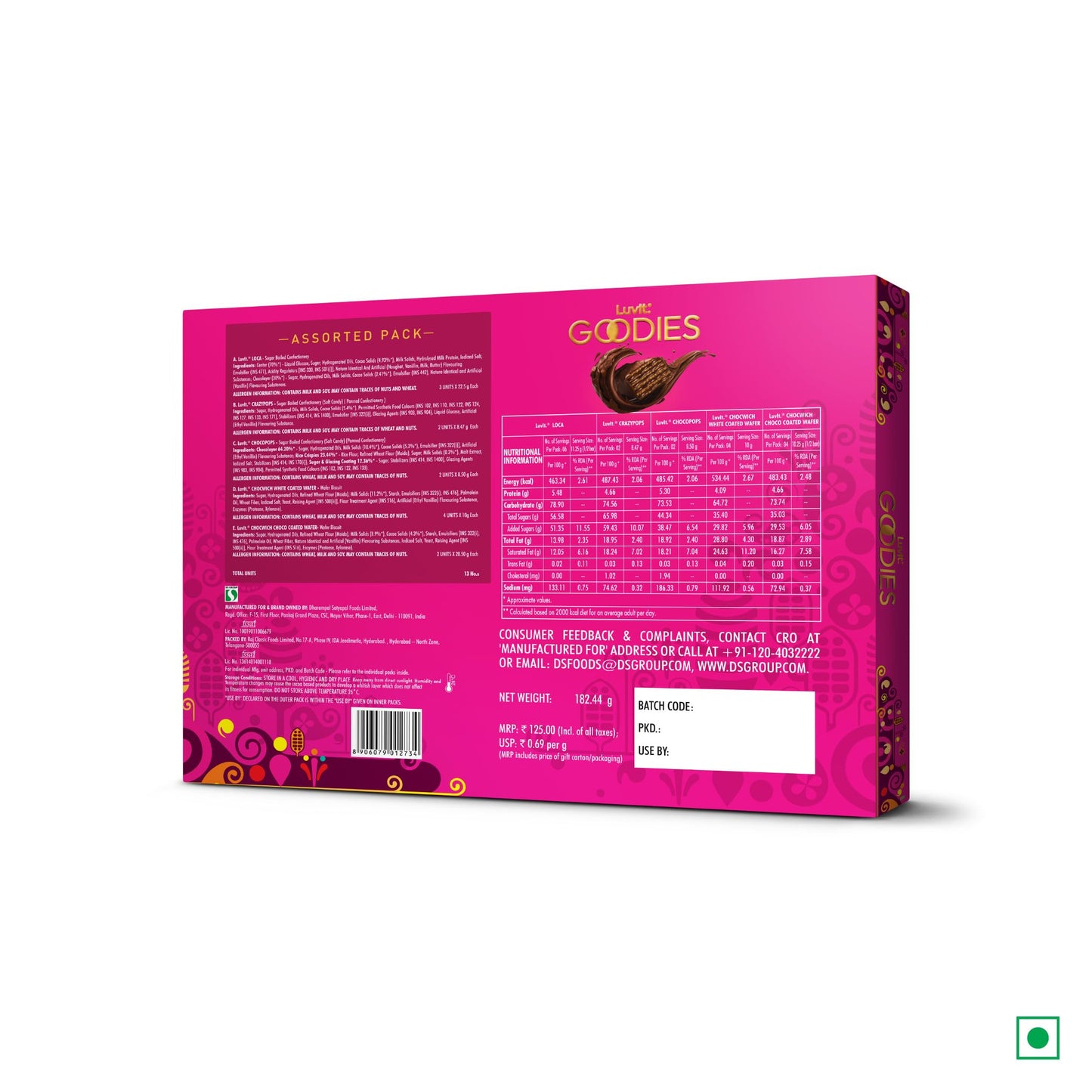 LuvIt. Goodies Chocolates Treat Gift Pack | For Birthday, Rakhi, Diwali Occasions (2 x 182.44g)