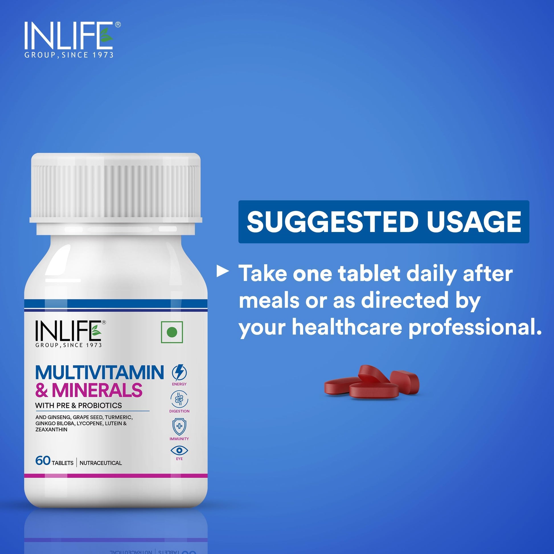 INLIFE Multivitamin Tablets For Men & Women with Ginseng & Prebiotic Pr- image 5