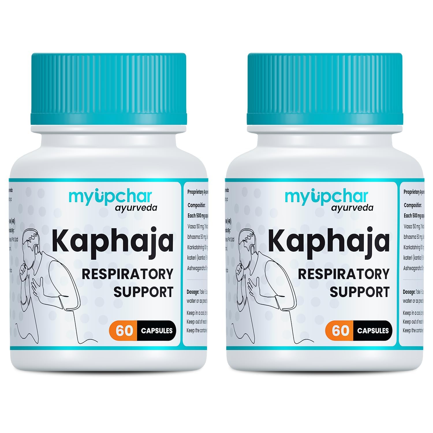 myUpchar Ayurvedic Kaphaja Respiratory Support & Lung Detox 60 Tablets with Powe
