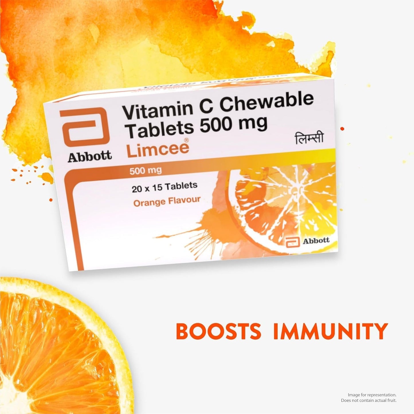 Limcee Chewable Natural Vitamin C Chewable Tablets 500mg || Tangy Orange Flavour || Boost Immunity || Supports Energy || Antioxidant || Skin Care || Men and Women -15 Tabs (Pack of 3)