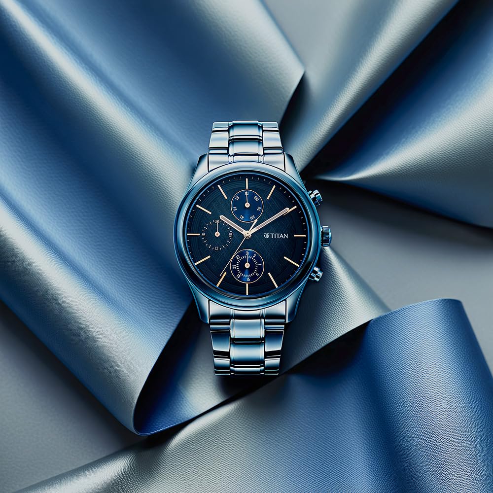 Titan Neo Splash Quartz Multifunction Midnight Blue Dial Metallic Blue- image 6