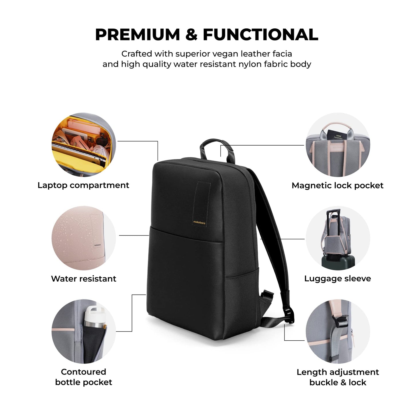 MOKOBARA The Backpack 16L Premium Nylon 15" Unisex Multipurpose Laptop Backpack (Money Moves, Black)