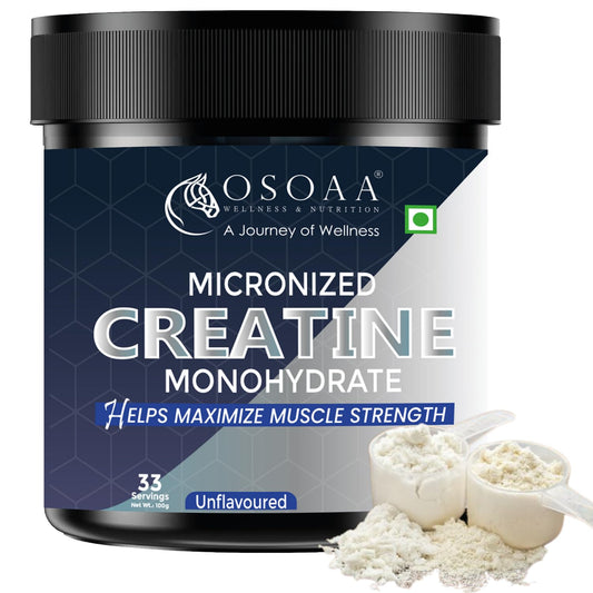 OSOAA Micronized Creatine Monohydrate Powder - 100g, Unflavoured | 3g Creatine/S