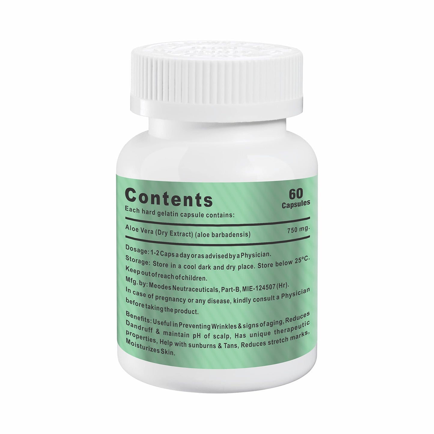 Massomuscles Pure Extract of Aloe Vera 750Mg Ayurvedic Herbal Capsules Helps in Hair & Skin Properties -(1 Piece)