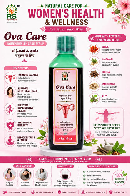 RS Ayurveda Ova Care Women Health Care Syrup | Herbal Women Wellness Formula | Hormonal Balance Support | 450ml
