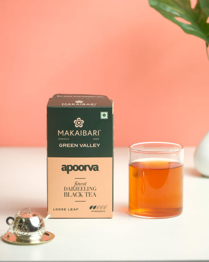 Makaibari Green Valley Apoorva Finest Darjeeling Black Loose Tea Leaves 100 Gm | Premium Darjeeling Single Estate | Muscatel Fruity Top Notes | 50 Cups