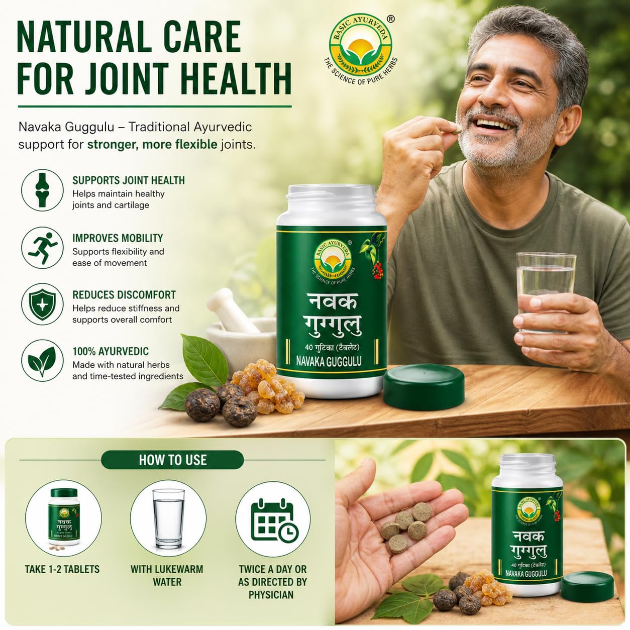 Basic Ayurveda Navaka Guggulu 40 Tablets Pack of 2