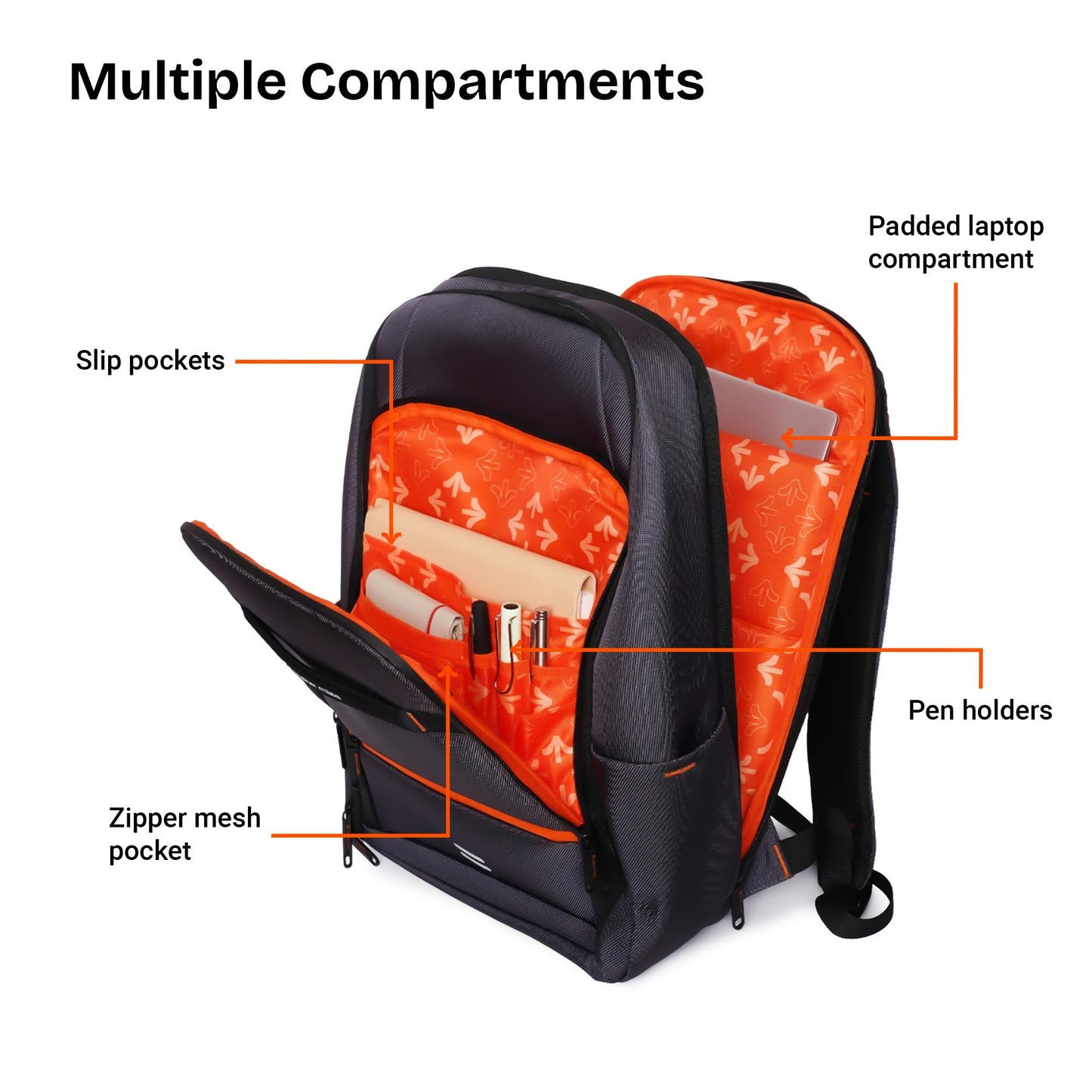 Nasher Miles Brooklyn Backpack Fits 15.6 Inch Laptop, 30L Capacity Premium Durable Polyester Grey Unisex Multipurpose Laptop Backpack | Ideal for Office, Travel, Overnighter