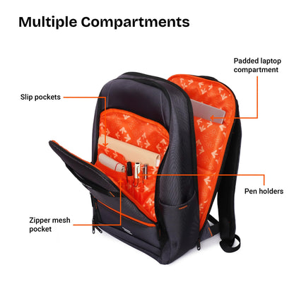 Nasher Miles Brooklyn Backpack Fits 15.6 Inch Laptop, 30L Capacity Premium Durable Polyester Grey Unisex Multipurpose Laptop Backpack | Ideal for Office, Travel, Overnighter
