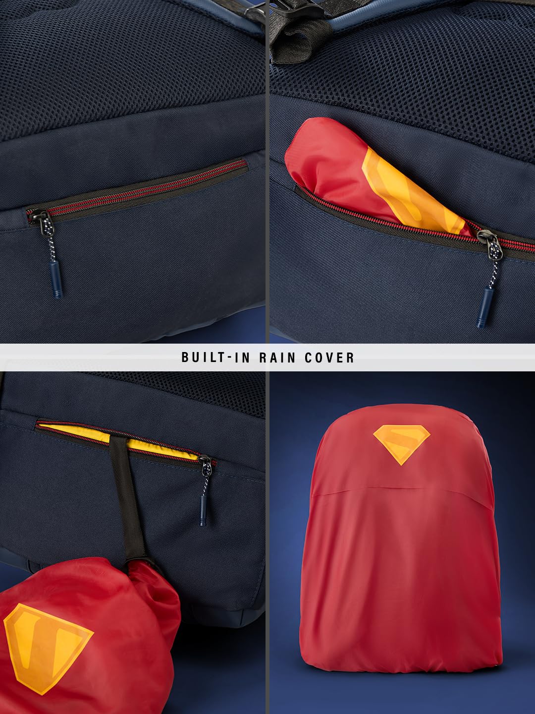 he Souled Store Official Superman Backpack | 25L Utility Pack | Fits 15" Laptop | Water Resistant Stylish Superhero Bag for School Travel & Casual Use (Blue)