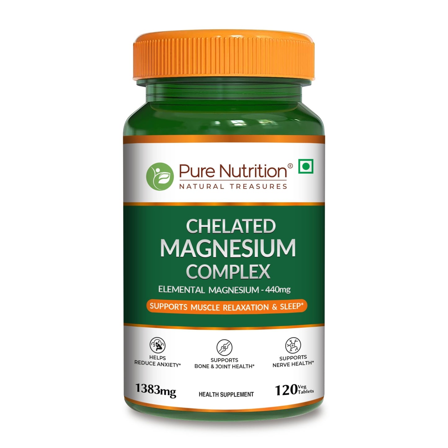 Pure Nutrition Chelated Triple Magnesium Complex Supplement - 60 Tablets | Magnesium Glycinate Complex With Citrate & Oxide Supplement Supports Bones Muscles & Nerves 1383mg Per Serving