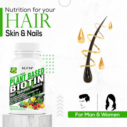 HXN Biotin Tablets For Hair Growth With 10000mcg Powder Plant-Based Sup- image 4