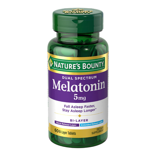Nature's Bounty Dual Spectrum Bi-Layer Melatonin 5 mg Tablets - 60 Count