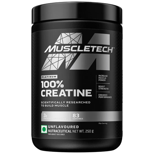 MuscleTech Platinum 100% Creatine Powder (Unflavoured - 250 Gram,83 Serves),Scientifically Researched to Build Muscle - Increase Muscle Power,Boost Strength & Enhance Performance,1 count,83 servings