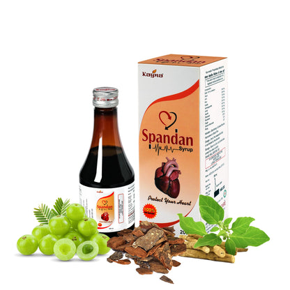 KAYNA HEALTHCARE Spandan Syrup & Capsule Combo | Ayurvedic Heart Health Supplement | Supports Healthy Blood Circulation, Reduces Stress & Promotes Cardiac Wellness | Herbal Nutritional Care