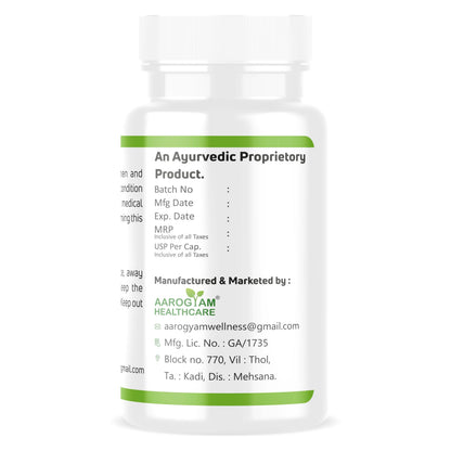 AAROGYAM HEALTHCARE Aloevera Capsules for Healthy Skin & Hair, Improves Digestion, Strengthens Immunity | Natural Extract of Aloe Vera for Men & Women - (60 Capsules)