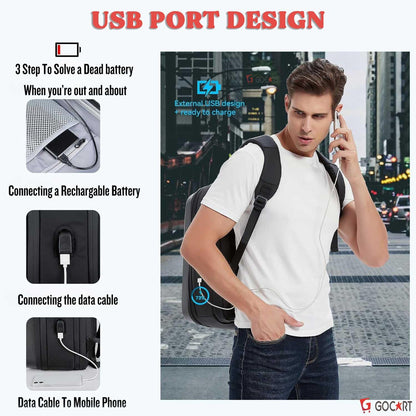 GOCART WITH G LOGO Hard Shell Business Computer Laptop Storage Backpack for Men and Women (Black)