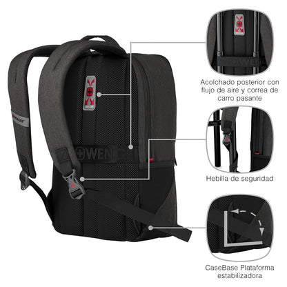 WENGER, MX Reload 14 Inch Backpack, 17 Liters Heather Grey Swiss Designed-Blend of Style and Function, 611643