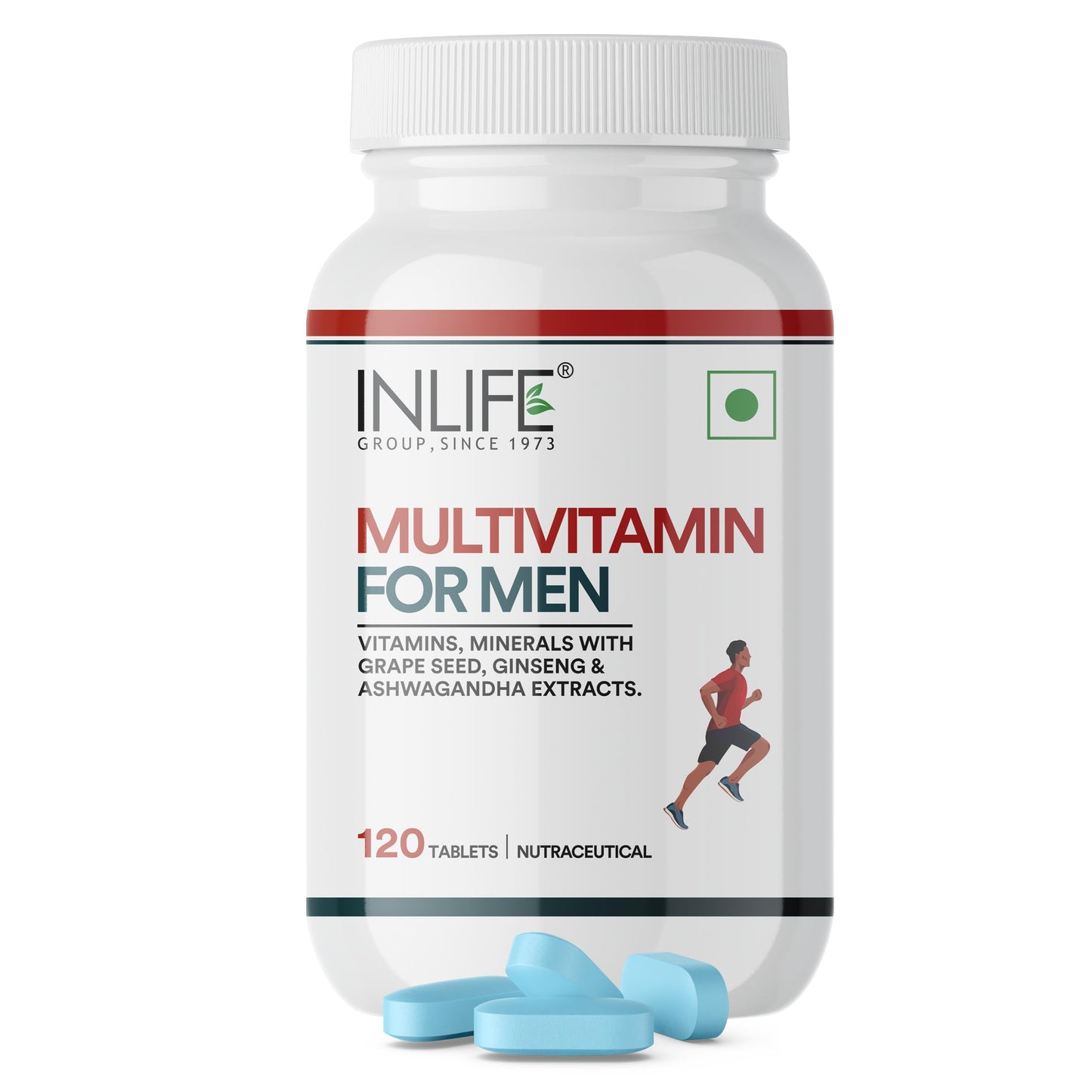 INLIFE Multivitamin Tablets for Men | Enriched with Zinc, Vitamin C, Vitamin D3, and Essential Minerals | 120 Tablets