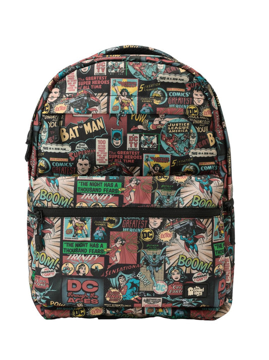 The Souled Store DC: Vintage Pack Backpack | Classic Retro Justice League Laptop Bag | Water-Resistant Multi-Pocket Travel Rucksack for Men & Women | Official DC Comics Collectible Merchandise