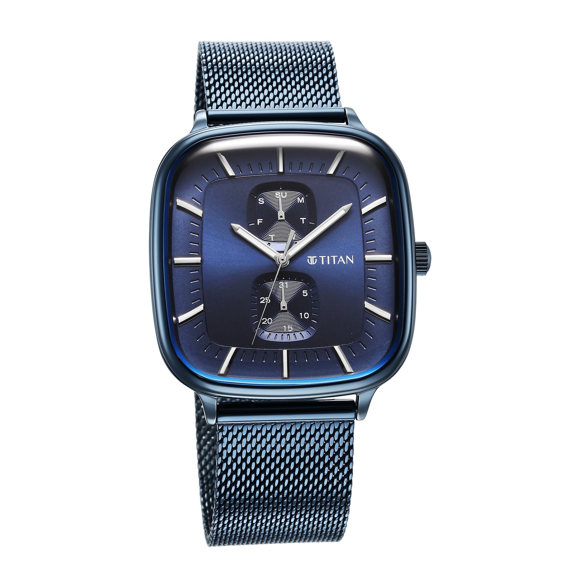 Titan Avant Garde Quartz Multifunction Midnight Blue Dial Metallic Blue- image 5